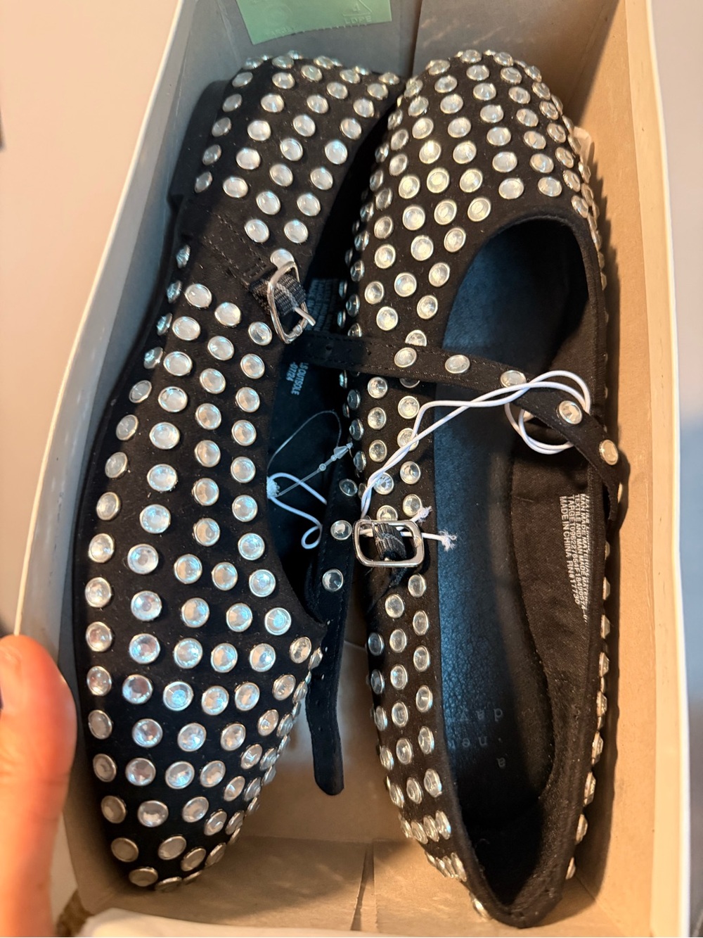Brand new Black Womans’s Mary Jane Flats with Silver Studs
